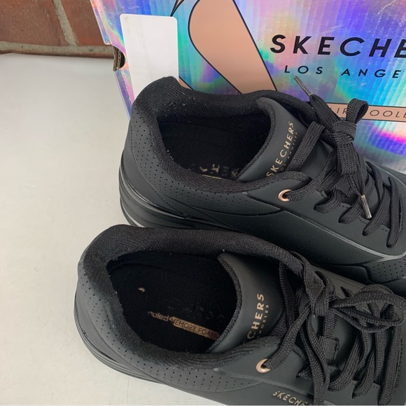 SKECHERS Million Air Elevated Air Black WEDGE SNEAKER SHOES Women’s US 11 M - Picture 3 of 9